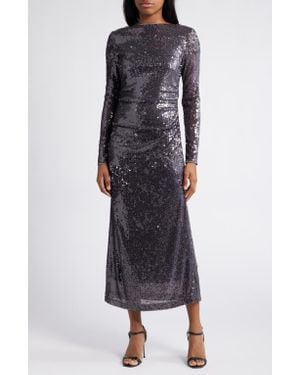 Wayf Kieran Sequin Cowl Back Long Sleeve Cocktail Dress - Black
