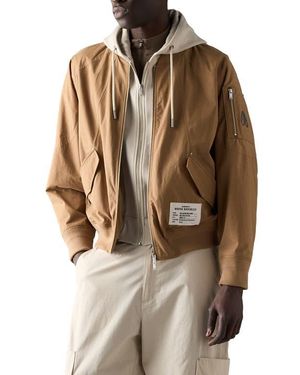 Moose Knuckles Skylark Stretch Cotton Canvas Bomber Jacket With Removable Hoodie Insert - Brown