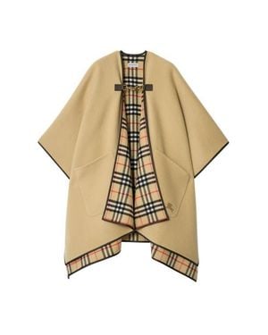Burberry Check Cashmere Cape - Natural