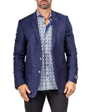 Maceoo Socrate Marthyr033 Slub Wool & Silk Blend Wool Sport Coat - Blue