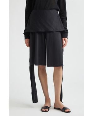TOTEME Tie Waist Jersey Shorts - Black