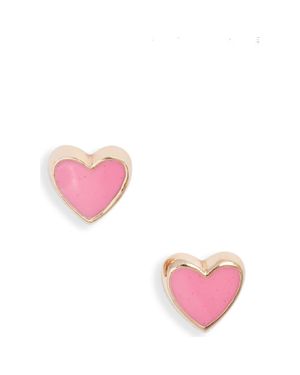 Anzie Enamel Heart Stud Earrings - Pink