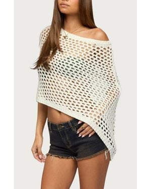 Edikted Cloe Off The Shoulder Lace Poncho - Natural