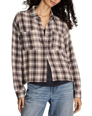 Lucky Brand Plaid Crop Button-Up Shirt - Multicolor