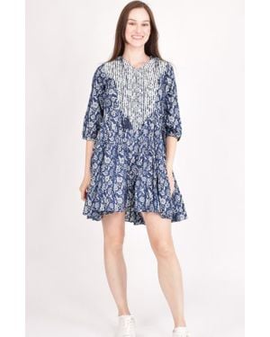Ras Harper Embroidered Hooded Mini Dress - Blue