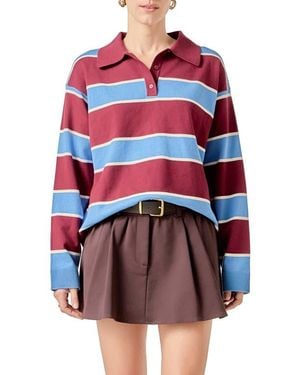 English Factory Stripe Polo Shirt - Red