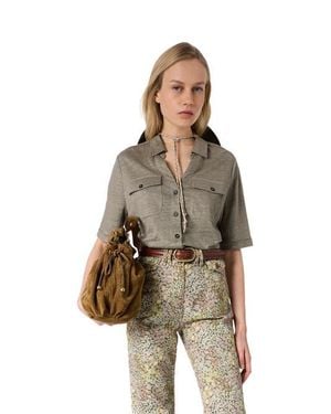 Gerard Darel Moana Open Collar Linen Shirt - Multicolor