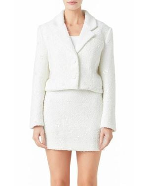 Endless Rose Sequin Crop Blazer - White
