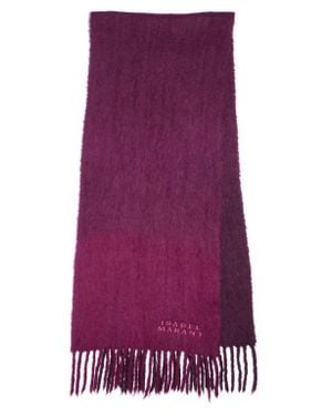 Isabel Marant Firna Logo Embroidered Fringe Scarf - Purple