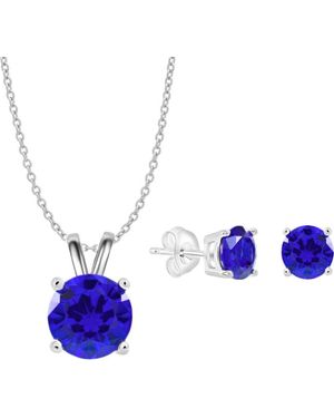 Donatello Gian Sterling Necklace And Earrings Set - Blue