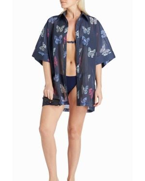 VALIMARE Sydney Printed Cover-Up Shirtdress - Blue