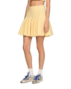 Sandro Short Knit Skater Skirt - Yellow
