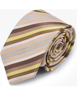 Knottery & Co Balanced Striped Silk Jacquard Tie - Metallic
