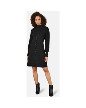 Yumi' Knitted Button Up Midi Dress - Black