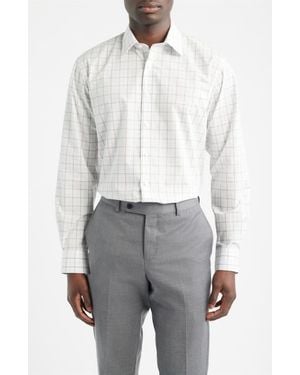 Nordstrom Traditional Fit Check Non-Iron Cotton Dress Shirt - Gray