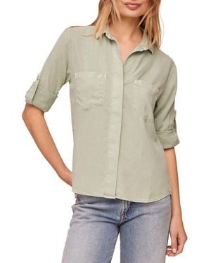 Bella Dahl Split Back Button-Up Shirt - Gray