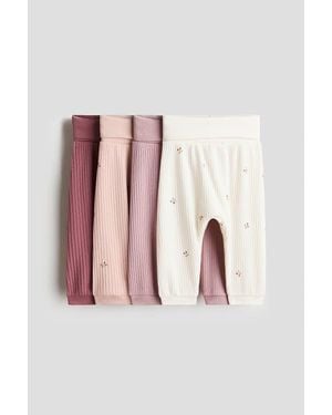 H&M 4-Pack Ribbed Cotton Pants - Pink