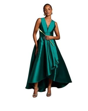 Coast Petite Plunge Waterfall Twill Dress - Blue