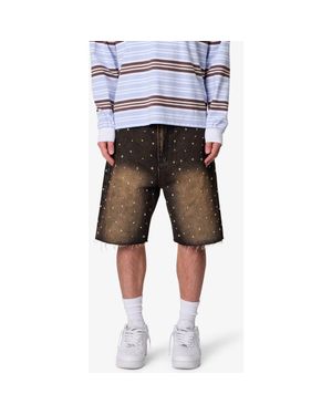 MNML Baggy Studded Denim Shorts - Gray