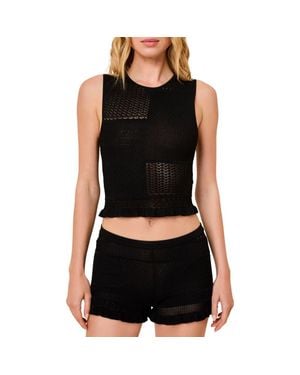 Solid & Striped The Milena Open Stitch Sweater Tank - Black
