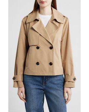 BCBGMAXAZRIA Floral Lining Short Trench Coat - Natural