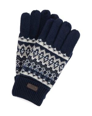 Barbour Marlow Fair Isle Wool-Blend Knit Gloves - Blue