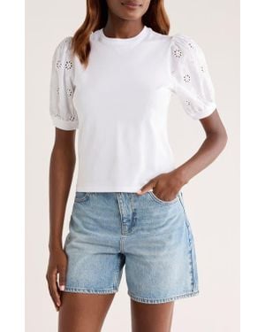 FRAME The Eyelet Sleeve Top - White