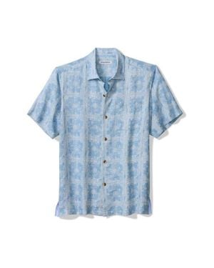 Tommy Bahama Bandana Breeze Linen Short Sleeve Button-Up Shirt - Blue