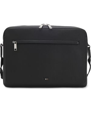 HUGO Ray Faux Leather Messenger Bag - Black