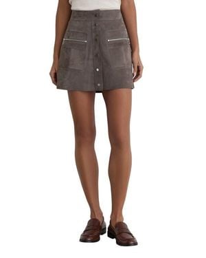 Reiss Tia Suede Miniskirt - Gray