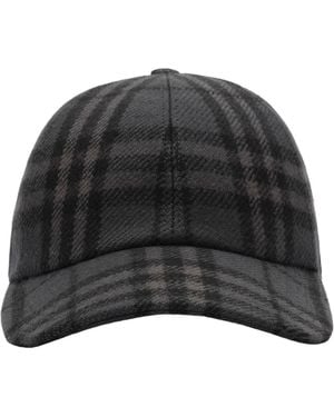 Burberry Check Wool Baseball Cap - Black