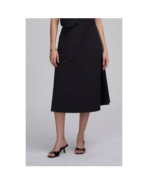 Elle Collection Elegant High-Waist Midi Skirt - Black