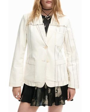 Desigual Stripe Blazer - White