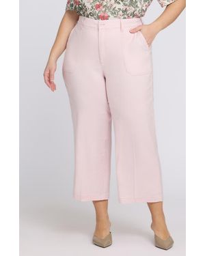 NYDJ Utility Wide Leg Capri Linen Blend Pants - Pink