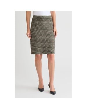 Misook Straight Tweed Knit Skirt - Green