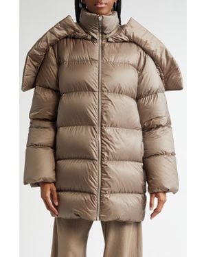 Moncler X Rick Owens Cyclopic Hooded Down Jacket - Brown