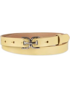 Sam Edelman Double E Logo Slim Leather Belt - Metallic