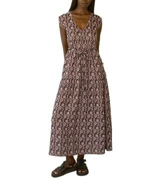 Ace & Jig Jules V-Neck Belted Tiered Maxi Dress - Brown