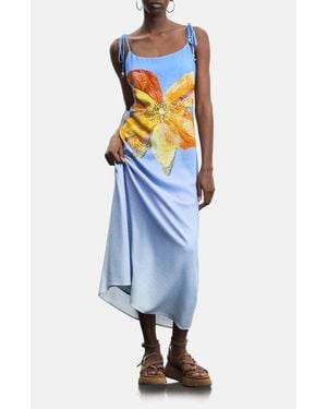 Desigual Tie Strap Maxi Dress - Blue
