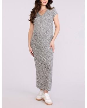 Motherhood Maternity Short Sleeve Henley Bodycon Maxi Dress - Gray