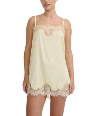 KAT THE LABEL Olivia Lace Trim Slip Chemise - Natural