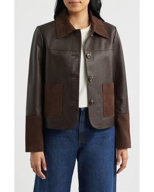 Bernardo Short Mixed Media Leather Jacket - Black