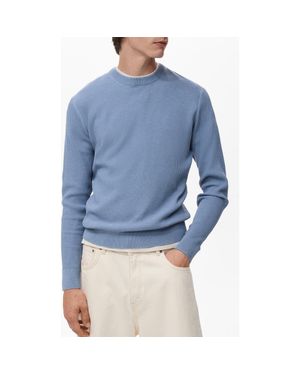 Mango Regular Fit Crewneck Rib Sweater - Blue