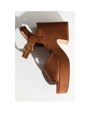 H&M Block-Heeled Platform Sandals - Brown