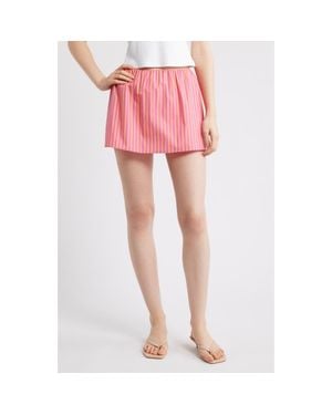 Solid & Striped The Brinley Stripe Stretch Cotton Poplin Miniskirt - Pink