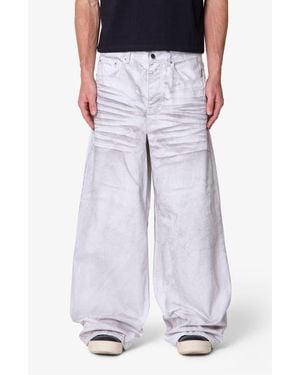 MNML Ultra Wide Stained Wide Leg Jeans - White