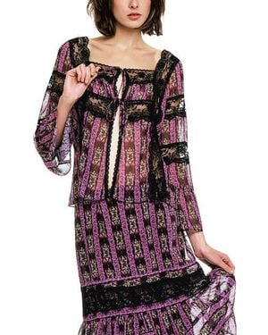Anna Sui Cameo Stripe Print Tie Blouse - Red
