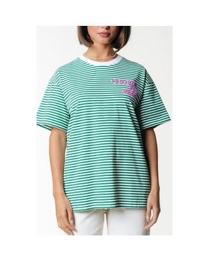 Colourful Rebel Puff Logo Stripe Loosefit Tee - Blue