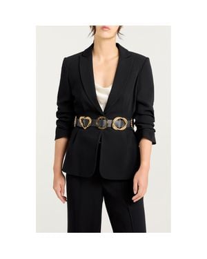 Cinq À Sept Ruched Sleeve Belted Blazer - Black