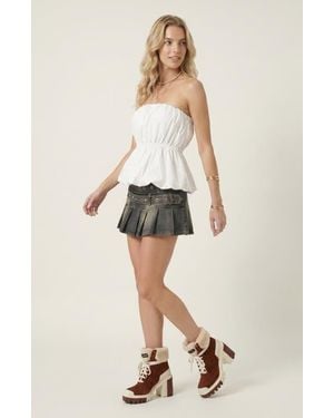 Modenaire Strapless Peplum Top - Natural